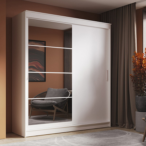 Шкаф-купе ГРАНД 1 2,0 Белый гладкий/Зеркало/Белый гладкий ЛДСП