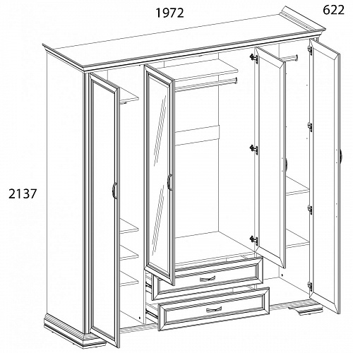 Шкаф 4D2S Z MONAKO Сосна винтаж