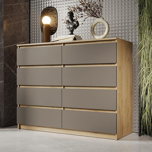 Комод ВЕГА Люкс 8Я Дуб Вотан/Мокко