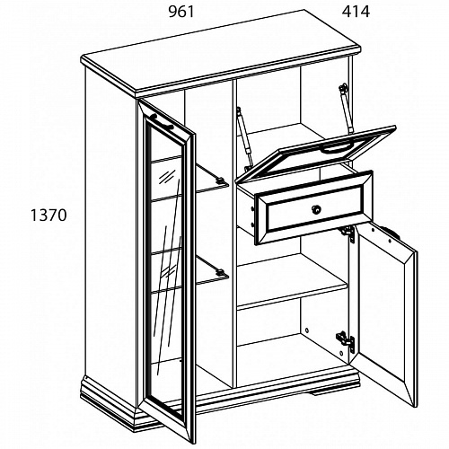 Шкаф с витриной 1V2D1S SEVILLA Белый