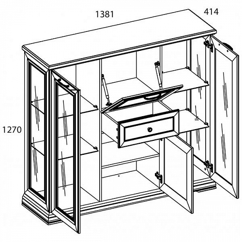 Шкаф с витриной 2V2D1S SEVILLA Белый