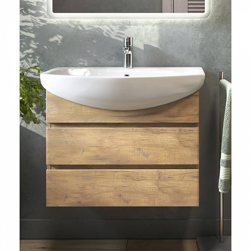 Тумба под раковину Wing 700-0-2 навесная дуб золотой с умывальником