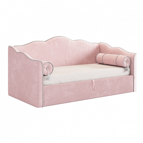 Кровать-софа Лея К1 90х200 нежно-розовый (велюр)/галька (велюр)