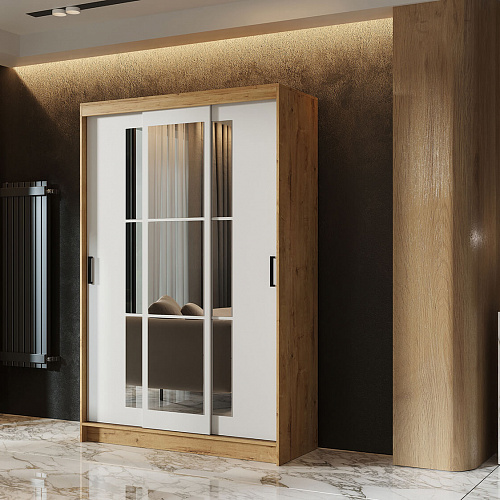 Шкаф-купе БРУНО 2 Дуб Вотан/Белый гладкий