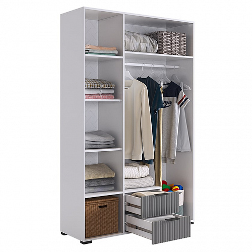 Шкаф трехдверный Зефир 109.02 белое дерево/серый (эмаль)