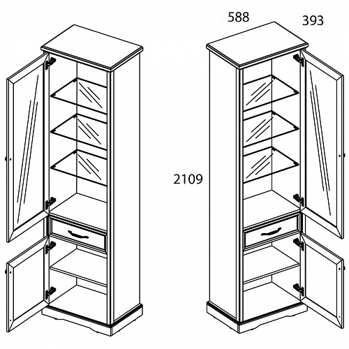Шкаф с витриной TOSCANA NEW 1V1D1S Персидский жемчуг/Каньон