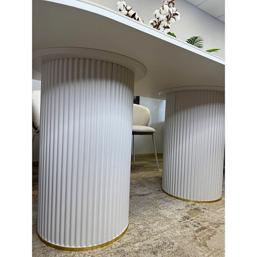 Стол обеденный Kenner LD2000 белый/керамика мрамор золотой