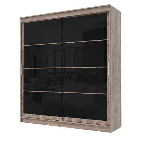 Шкаф-купе ГРАНД 1 2,0 Дуб горный/Лакобель черный