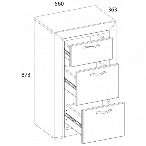 Комод 3S/56 OLIVIA Вудлайн крем/дуб анкона