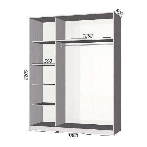 Шкаф-купе Старт 2-дверный без зеркала со вставками 1800 (высота 2200, глубина 600)