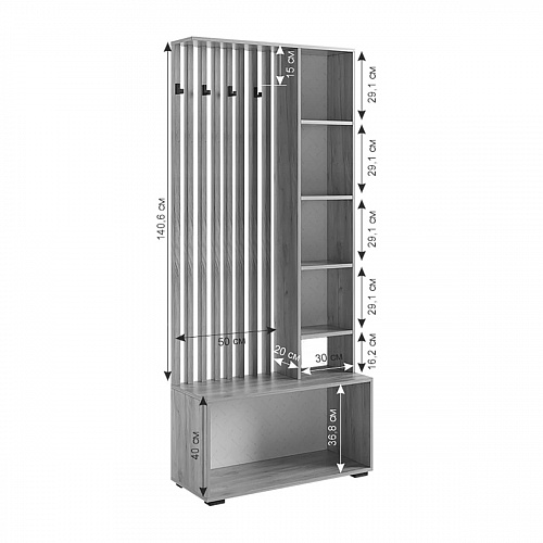 Прихожая Бери К3 дуб крафт золотой/белое дерево