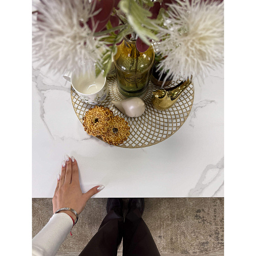 Стол обеденный Kenner LK900 черный/керамика GLORIA WHITE