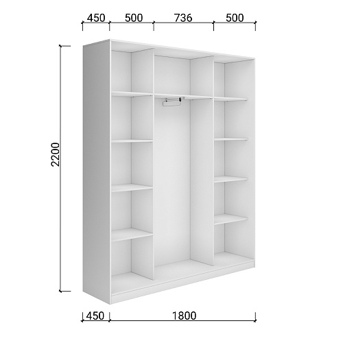 Шкаф-купе Старт 3-дверный без зеркала 1800 (высота 2200, глубина 450)