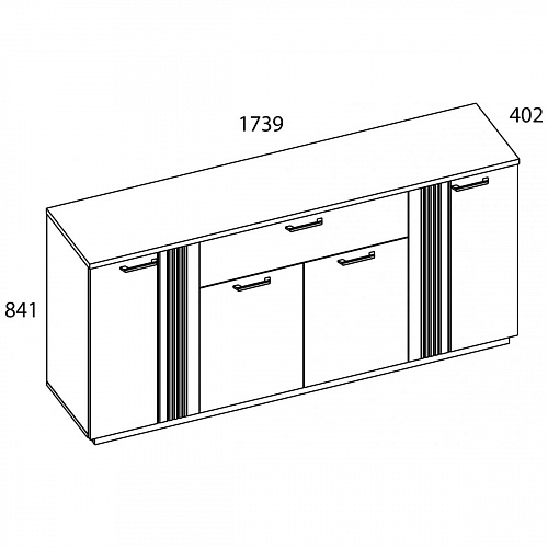 Комод MATEO 4D1S Белый/Дуб наварра