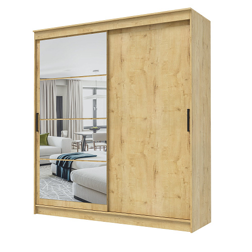 Шкаф-купе ГРАНД 1 2,0 Дуб вотан/Зеркало/Дуб вотан ЛДСП