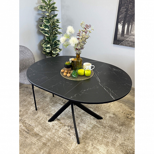 Стол обеденный Kenner R900 черный/керамика мрамор черный