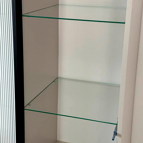 Шкаф однодверный Рич (со стеклом) кашемир/фрапучино матовый/черный