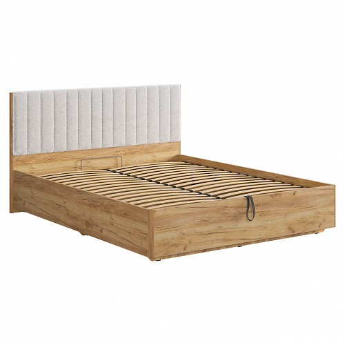 Кровать с подъемным механизмом Юлия 160х200 дуб крафт золотой/белый(плюш)