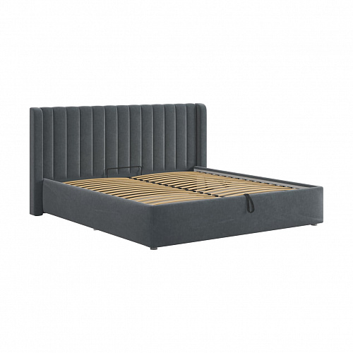 Кровать с подъемным механизмом Ева 180х200 графит (велюр)