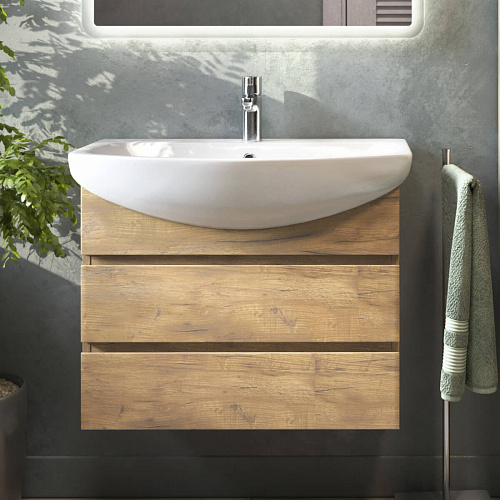 Тумба под раковину Wing 600-0-2 навесная дуб золотой с умывальником