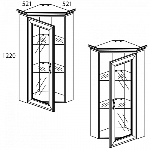 Шкаф с витриной 1VU TIFFANY Вудлайн кремовый