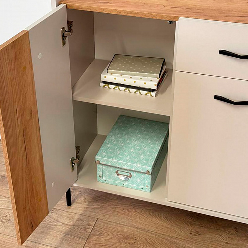 Комод Доминика с ящиком кашемир/дуб крафт золотой