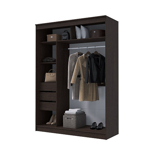 Шкаф-купе ГРАНД 1 1,6 Венге/Зеркало/Лакобель белый