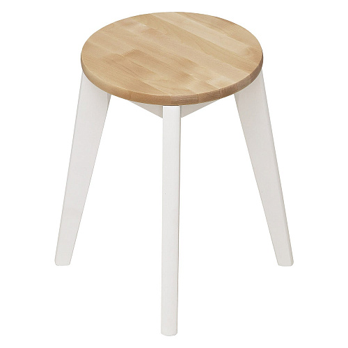 Табурет Круглый ИДЕЯ массив Бесцветный (Лак)/СНЕГ