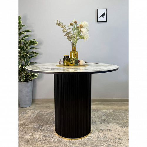 Стол обеденный Kenner LD1000 черный/керамика гранит арктический глянец