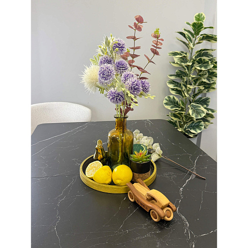 Стол обеденный Kenner DM1400 черный/керамика мрамор черный