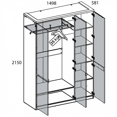 Шкаф TAURUS 3DG H Белый/Дуб вотан