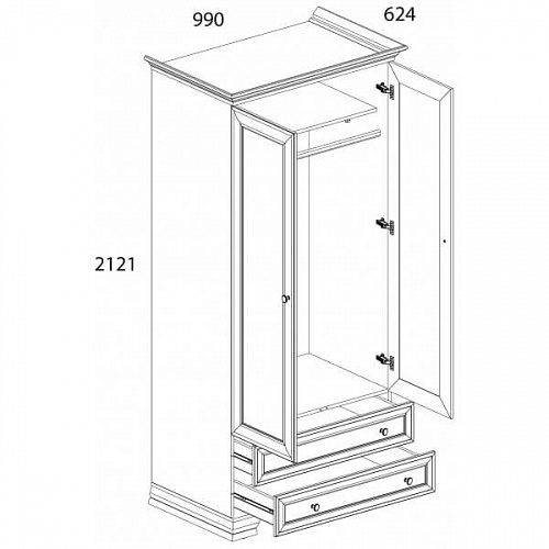 Шкаф 2DG2S TIFFANY Белый