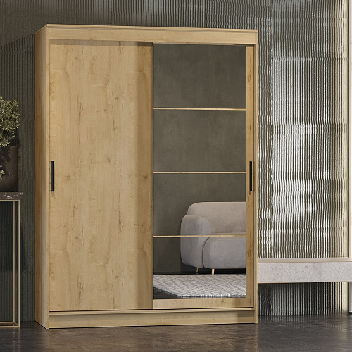 Шкаф-купе ГРАНД 1 1,6 Дуб вотан/Зеркало/Дуб вотан ЛДСП