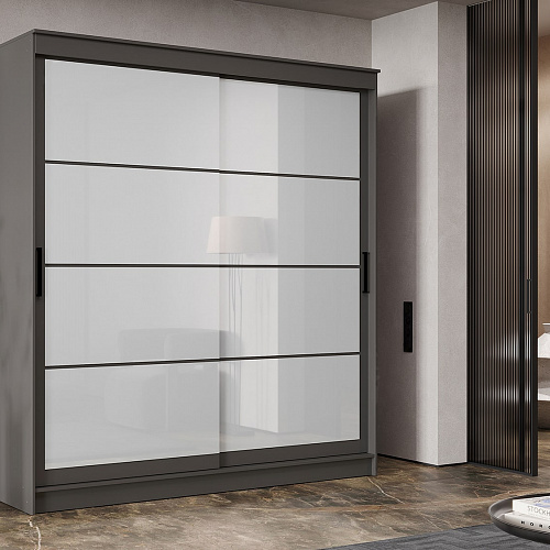 Шкаф-купе ГРАНД 1 2,0 Графит/Лакобель белый