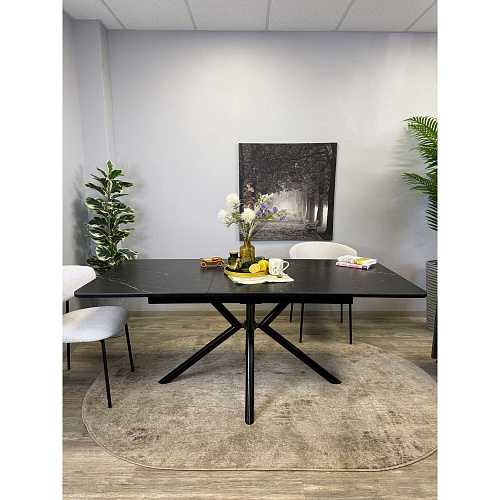 Стол обеденный Kenner DM1400 черный/керамика мрамор черный