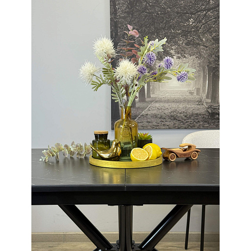 Стол обеденный Kenner DM1400 черный/керамика мрамор черный