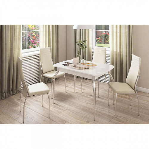 Стол обеденный раздвижной белый/Кофе