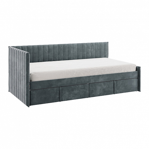 Кровать с ящиками Твикс (Софа) 90х200 графит (велюр)