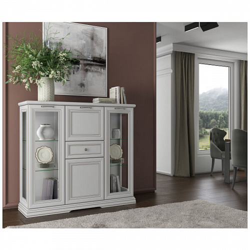 Шкаф с витриной 2V2D1S SEVILLA Белый