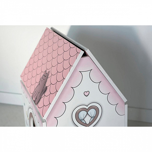 Стол Домик белое дерево/розовый