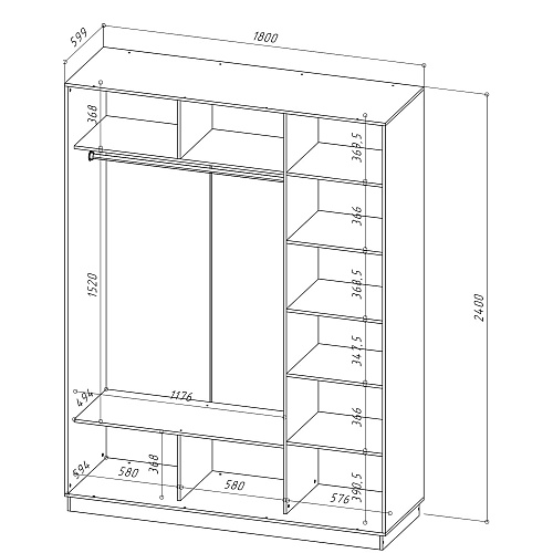 Шкаф-купе НК FIX 3-х дверный с зеркалом Дуб сонома