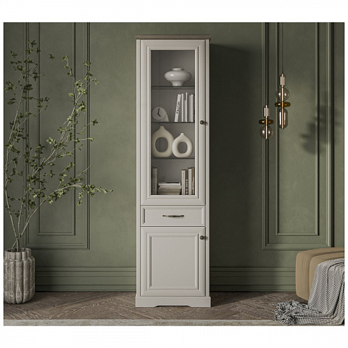 Шкаф с витриной TOSCANA NEW 1V1D1S Персидский жемчуг/Каньон