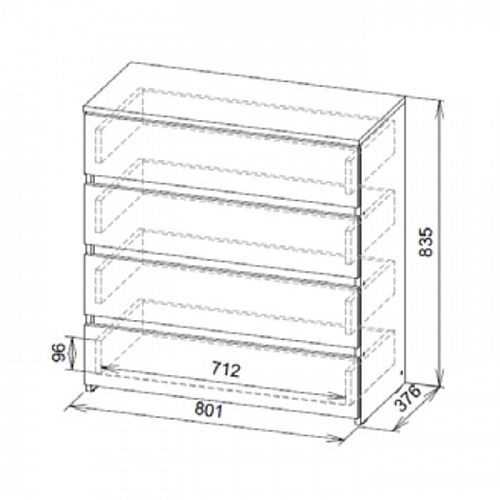 Комод Некст 1 4 ящика Дуб Золотой/Белый