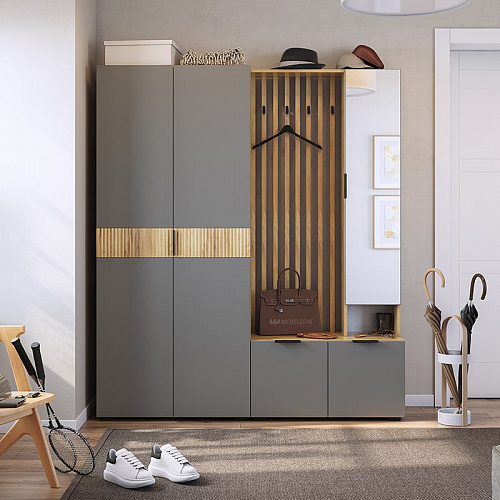 Шкаф двухдверный Бери дуб крафт золотой/графит