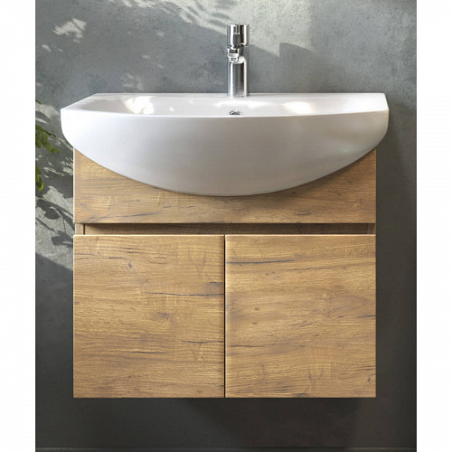 Тумба под раковину Wing 600-2-0 навесная дуб золотой с умывальником