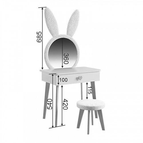 Набор детский Зайка белое дерево/белый (плюш)