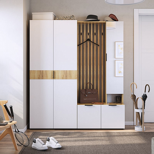 Шкаф двухдверный Бери дуб крафт золотой/белое дерево