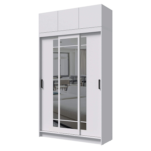 Шкаф-купе БРУНО 4 с антресолью Белый гладкий