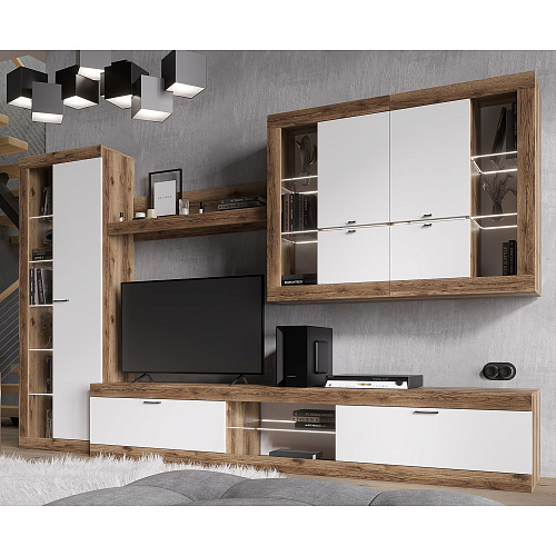 Гостиная ПРАГА №5 Дуб делано/Белый гладкий