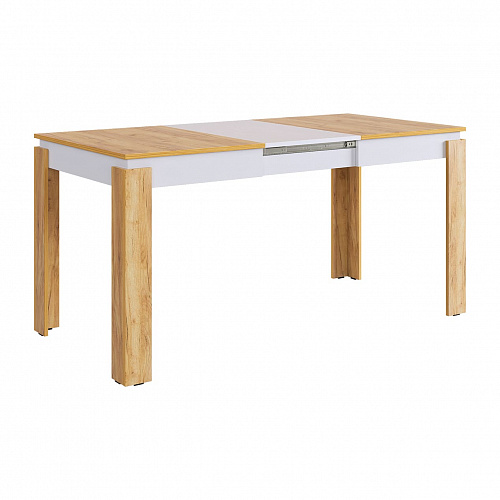 Стол обеденный раздвижной Гермес 2 дуб крафт золотой/белое дерево
